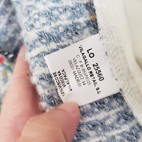 Vilagallo 40 Tweed Blazer Wool Blend Pockets Open Jacket Womens Size Large - Picture 7 of 13